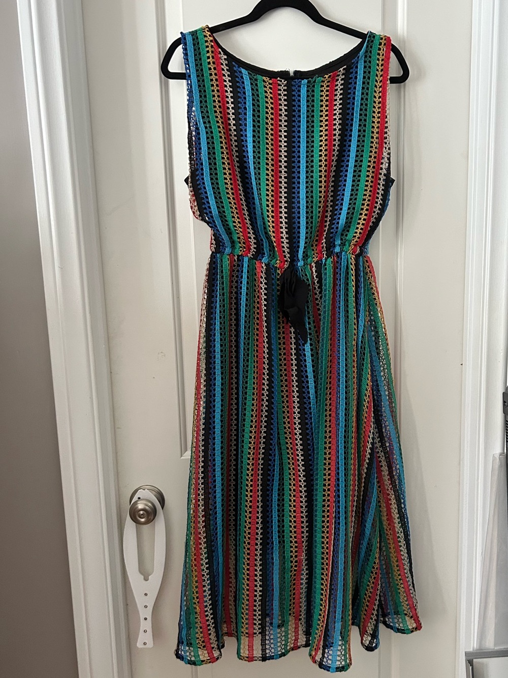 Eva Franco Rainbow Striped Sleeveless Midi Dress